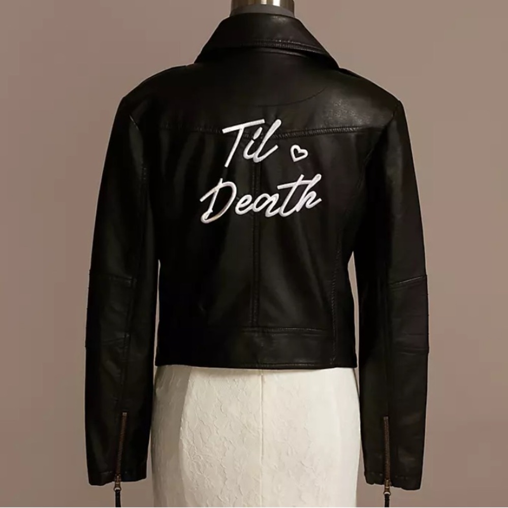 NWT Til Death Bridal Vegan Leather Moto Jacket Size L